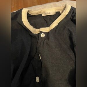 Doen Midnight Black Long Sleeve Top with Cream Accents